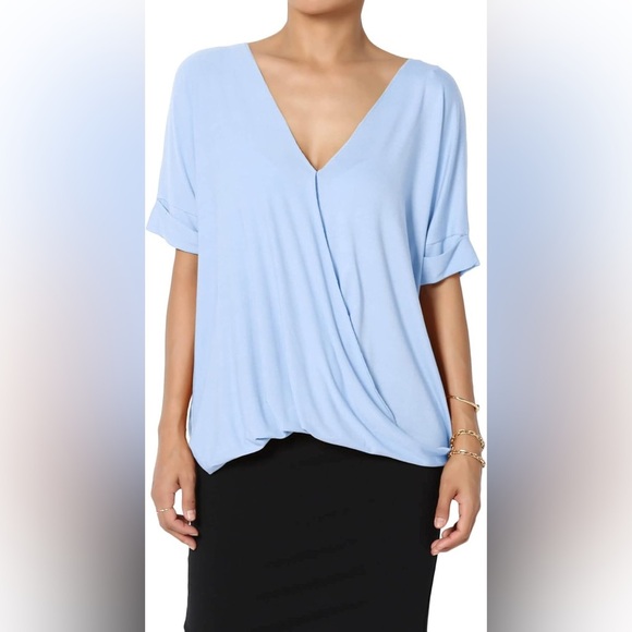Perwinkle blue Women's V-Neck  crossover Top nwt - Picture 6 of 7